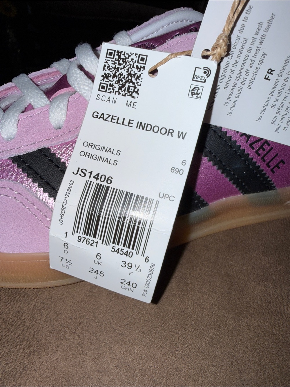 adidas Gazelle Metallic Pink and Black Sneakers - Picture 8 of 8